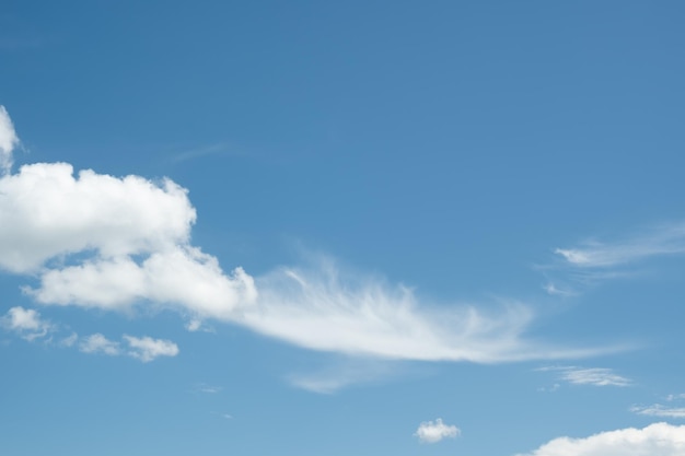 The white clouds have a quaint and rural shape The sky is cloudy and blue