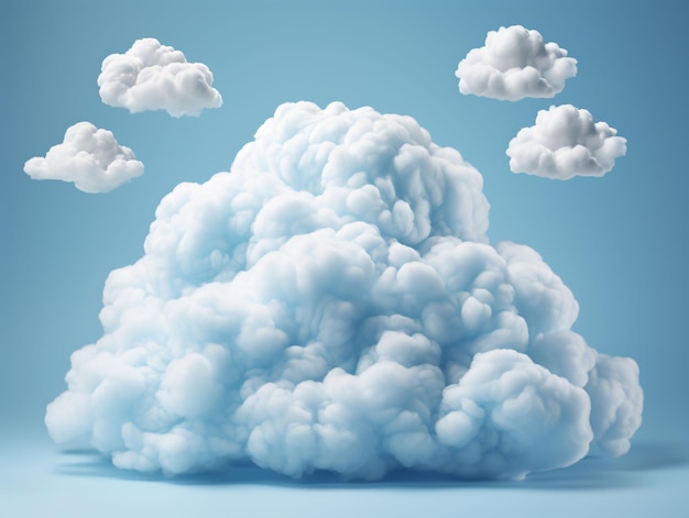 White Clouds Isolated on Blue Studio Background Fluffy Cloud Generative AI