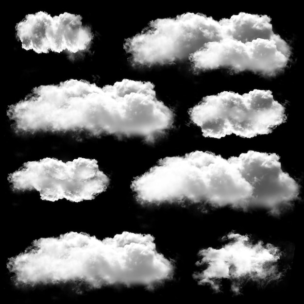 White clouds shapes isolated over black background