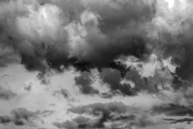 White clouds on a sky background Black and white