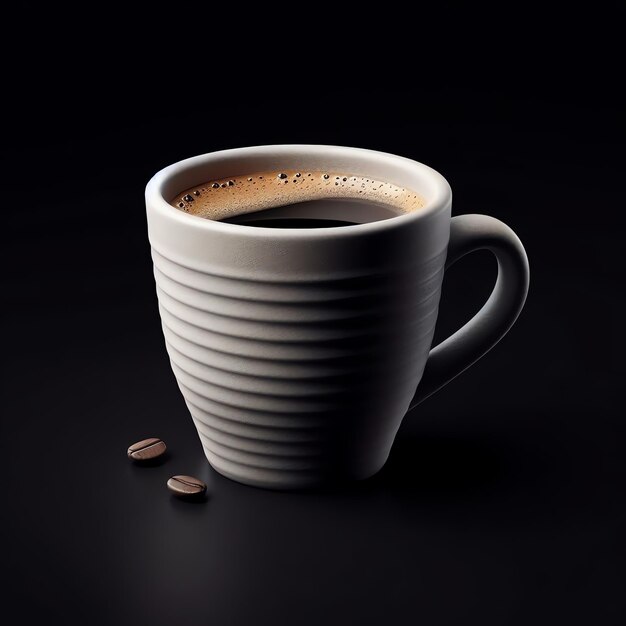 White Coffee Cup on Black Background