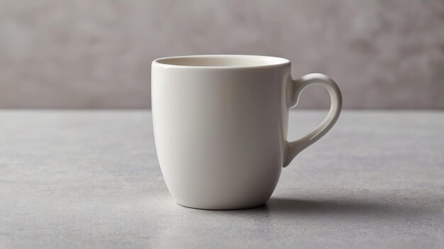 Photo a white coffee cup sits on a countertop