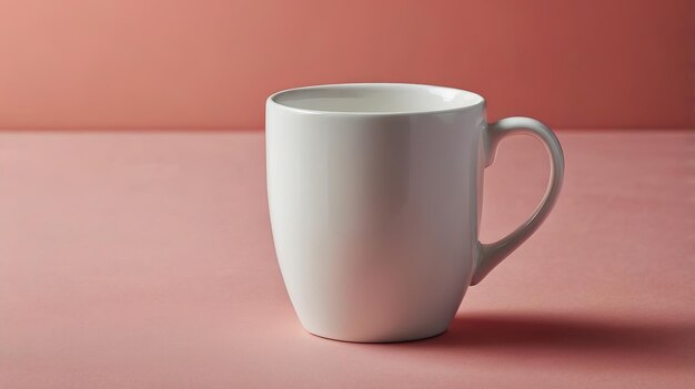 Photo a white coffee cup sits on a pink background