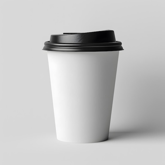 Photo a white coffee cup with a black lid that says  espresso  on the bottom