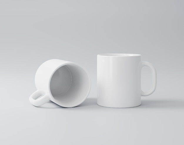 White coffee mug mockup White cup 3d rendering