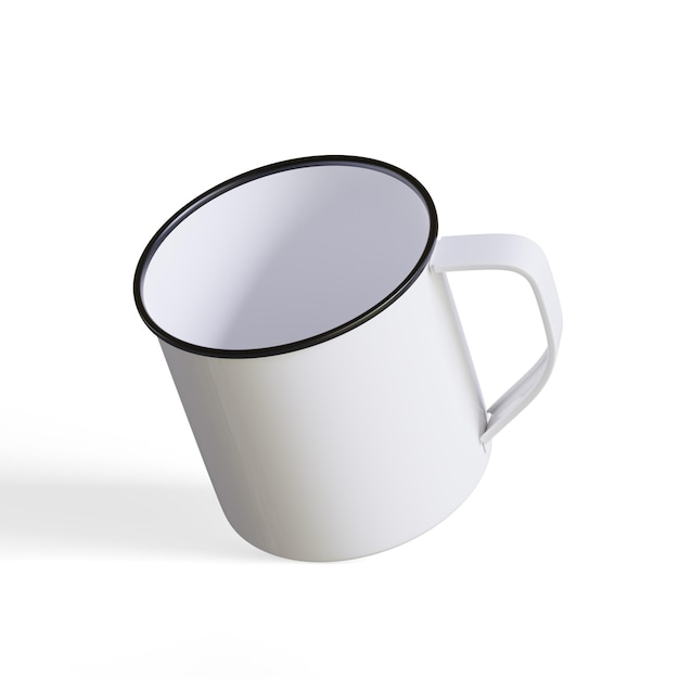 Photo a white coffee mug with a black rim and a white rim