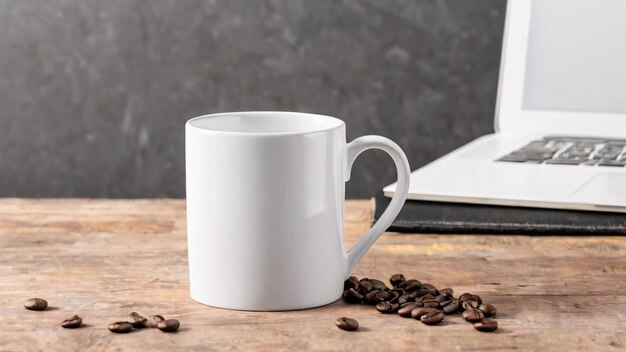 Photo a white coffee mug with a book on top of it