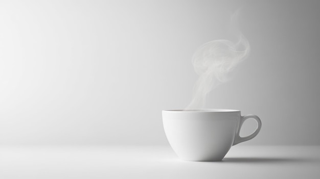 Photo white coffee mug with steam on white background