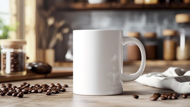 Photo a white coffee mug with the word coffee on it