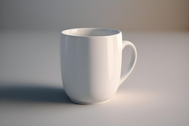 A white coffee mug with the word coffee on it