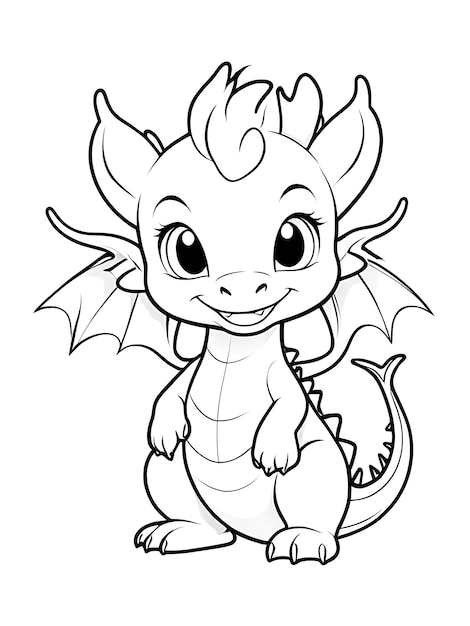 White color cartoon drawing of a dragon with a big smile on its face white background