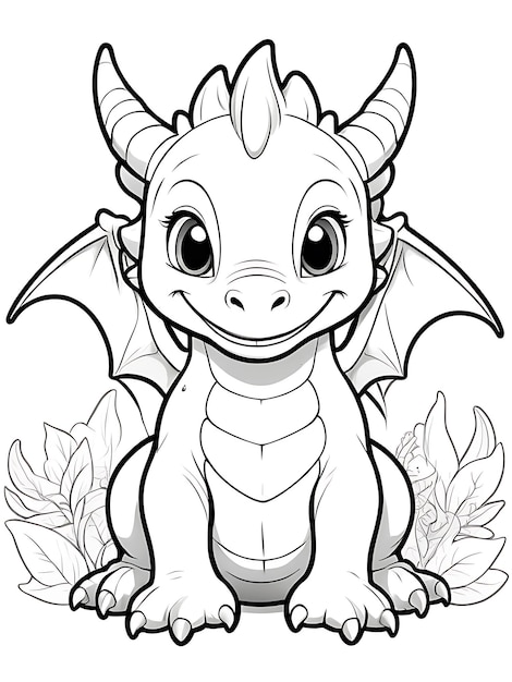 White color cartoon drawing of a dragon with a big smile on its face white background