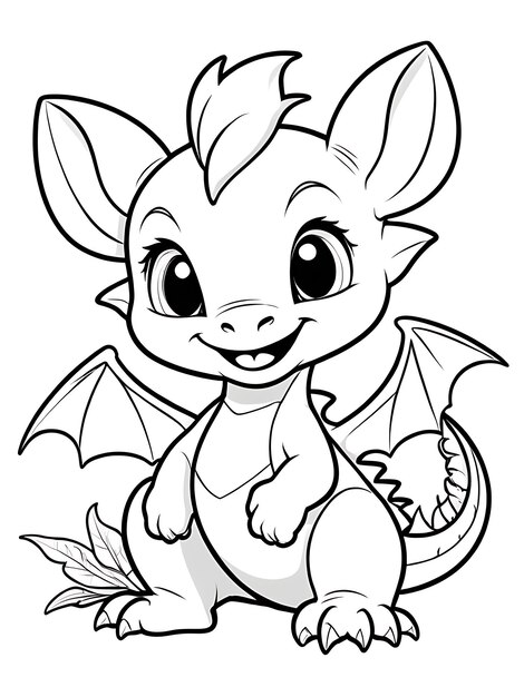 Photo white color cartoon drawing of a dragon with a big smile on its face white background