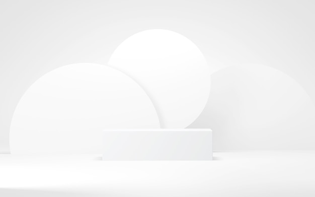 White colors podium abstract background Minimal geometric shape 3d rendering