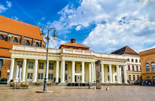 White columned building on the market place in Schwerin MecklenburgVorpommern Germany