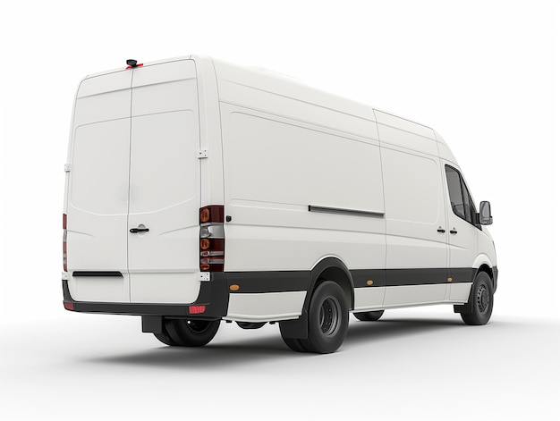 White commercial vehicle isolated on a white background