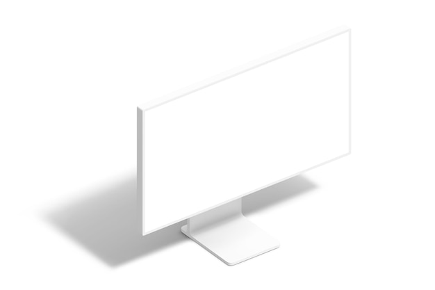 A white computer monitor with a white background.