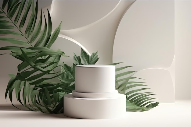 White containers stacked next to a green plant Generative AI