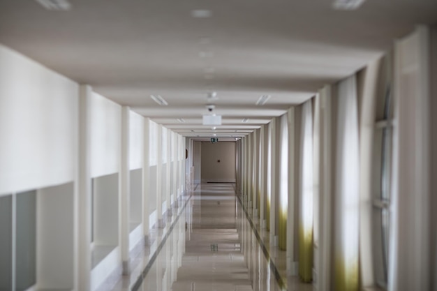 white corridor in a resort hotel