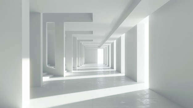 a white corridor with a line of windows that says e c