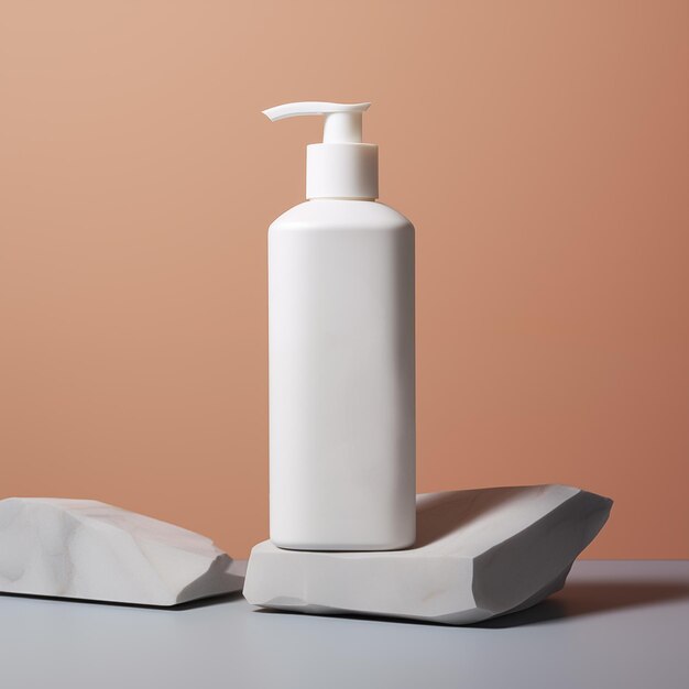 White cosmetic body lotion dispenser bottle mockup isolated on minimal background