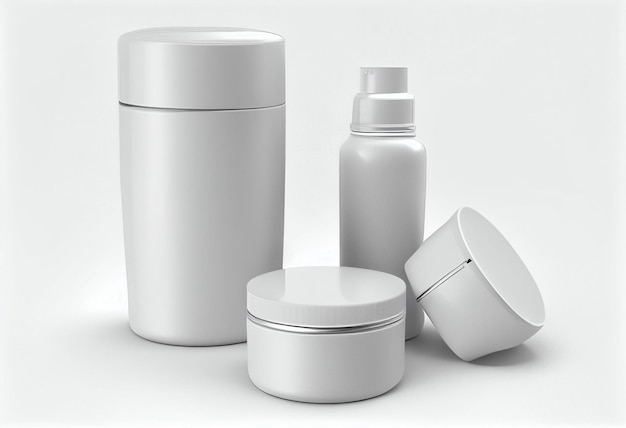 White cosmetic containers isolated on white ai generated