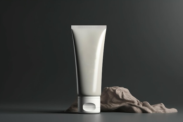 White cosmetic tube mockup on grey background 3d rendering