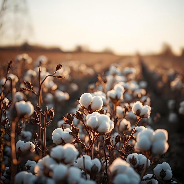 Photo white cotton fields ready for harvest time