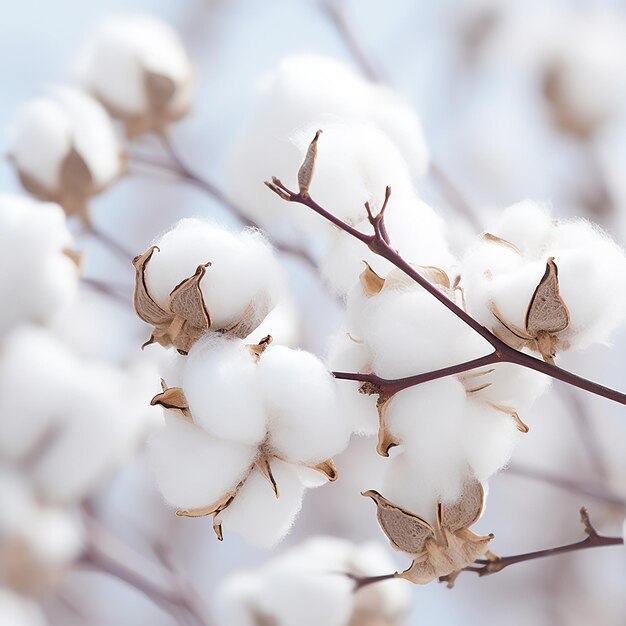 Photo a white cotton tree with a blue sky in the background