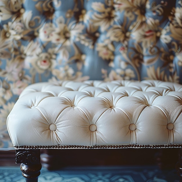 Photo a white couch with a floral pattern on the back