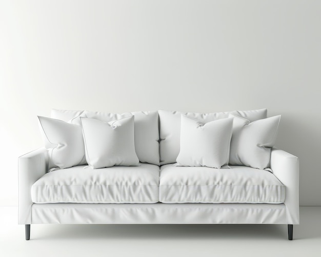 Photo a white couch with pillows on it