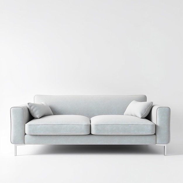 Photo a white couch with two pillows on it and a white wall behind it