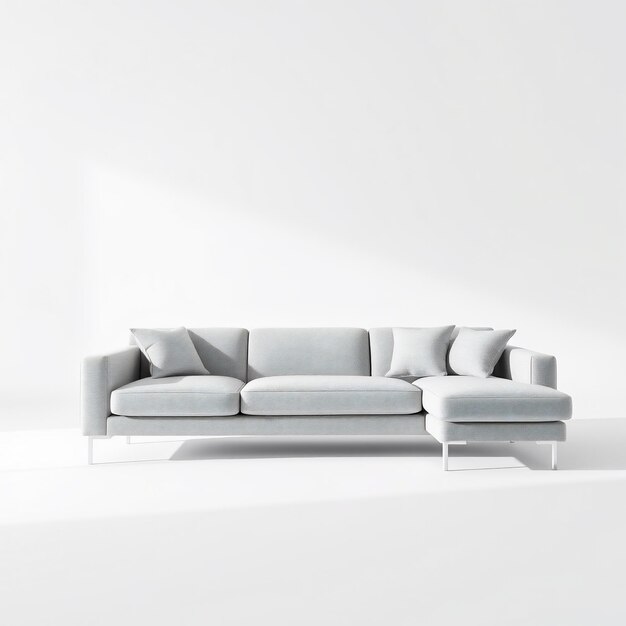 Photo a white couch with white pillows on it and a white background