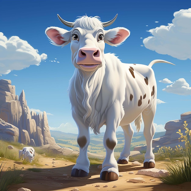 white cow cartoon character