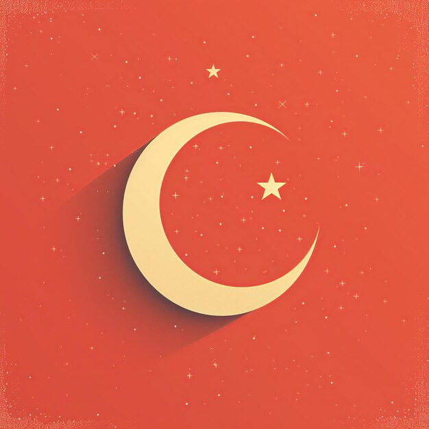 Photo a white crescent and a red background with a star on it