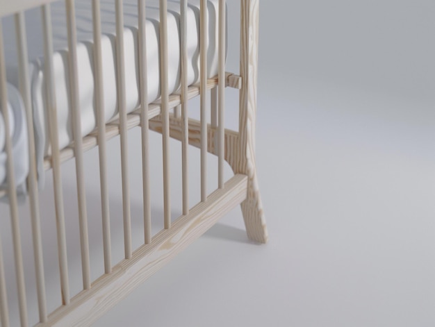 Photo a white crib with a wooden frame that says quot the top quot