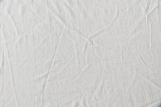 White crumpled linen cloth background