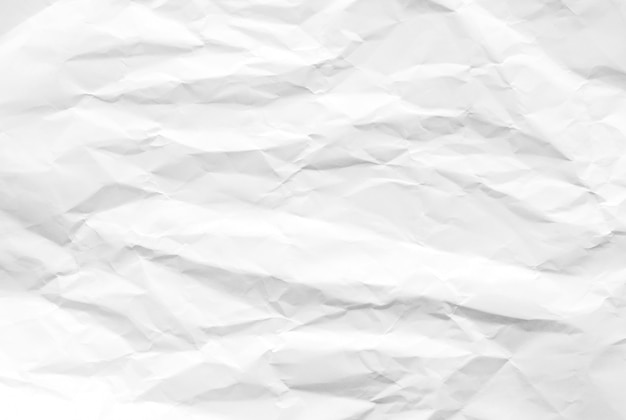 White crumpled paper texture background. Clean white paper. Top view.