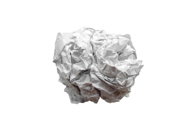 White crumpled paper texture for background Crumpled paper isolated on white background