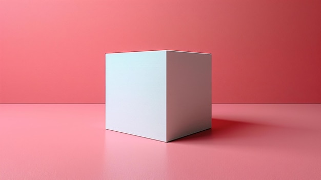 Photo white cube box with top cover high resolution with clipping paths pastel background with copy space