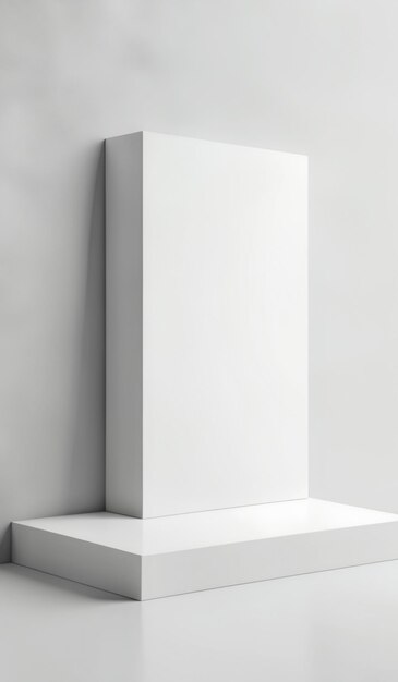 a white cube is placed on a white shelf