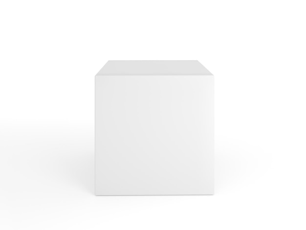 White cube mockup on white background 3d rendering