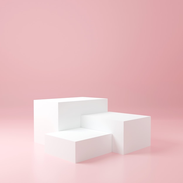 white cube Product Stand in pink room ,Studio Scene For Product ,minimal design,3D rendering