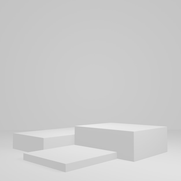 White cube Product Stand in white room ,Studio Scene For Product ,minimal design,3D rendering