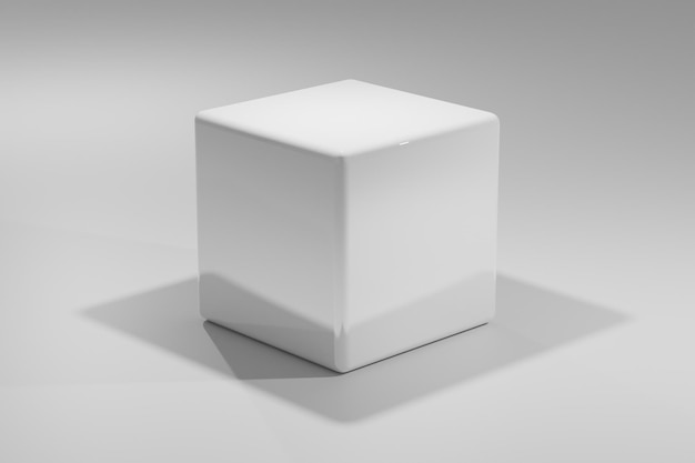 A white cube with the word cube on it