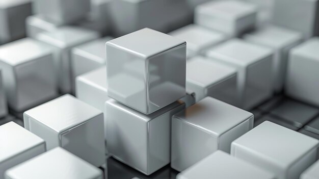 The white cubes in this pattern are randomly arranged and scaled to create a block background wallpaper banner pattern