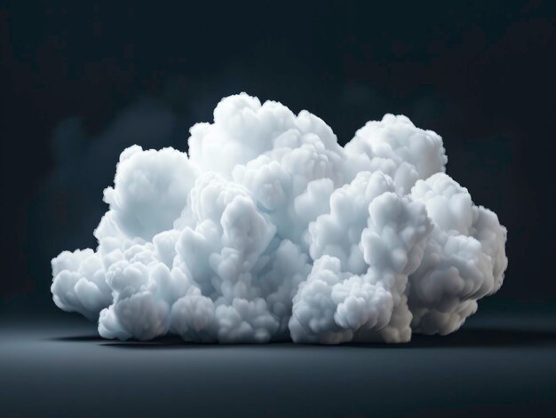 White Cumulus Cloud on Hazy Foggy Black Background