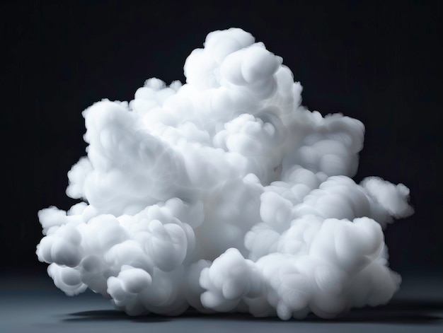 White Cumulus Cloud on Hazy Foggy Black Background