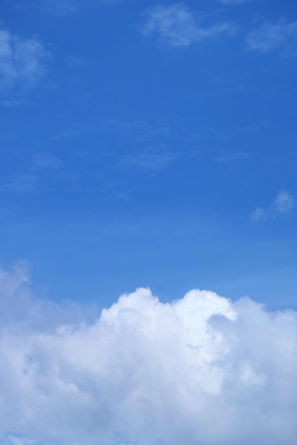 White cumulus clouds on bright blue sky