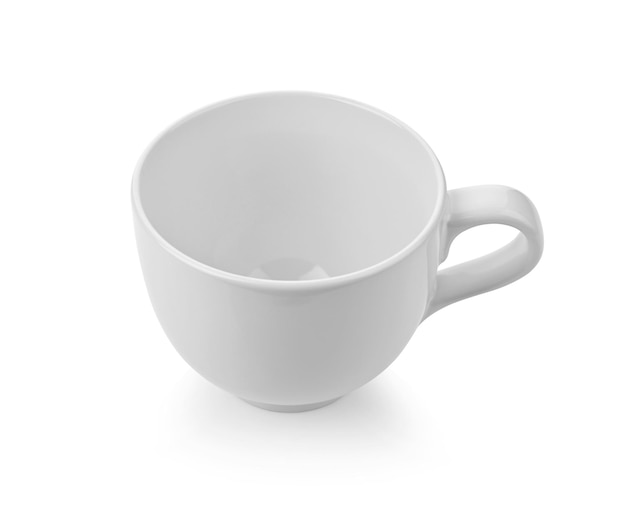 White cup isolated on white background